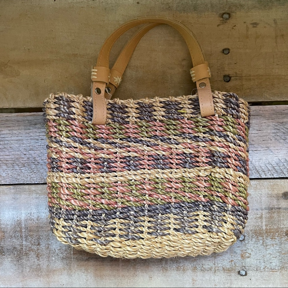 Mini Woven Straw Pastel Multi Color Tote
